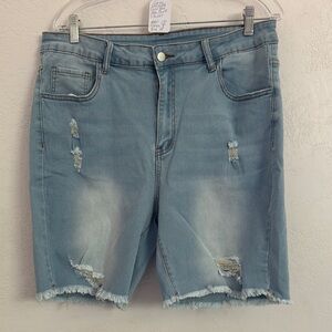 Distressed Light Blue Denim Shorts 2XL NWOT